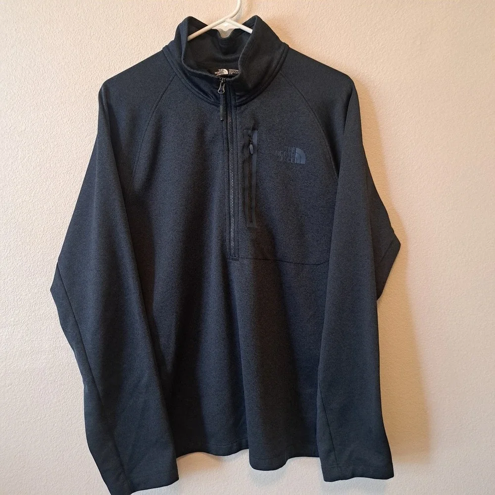 The North Face Mens Navy Heather Quarter Zip Fleece Pullover Jacket Large
